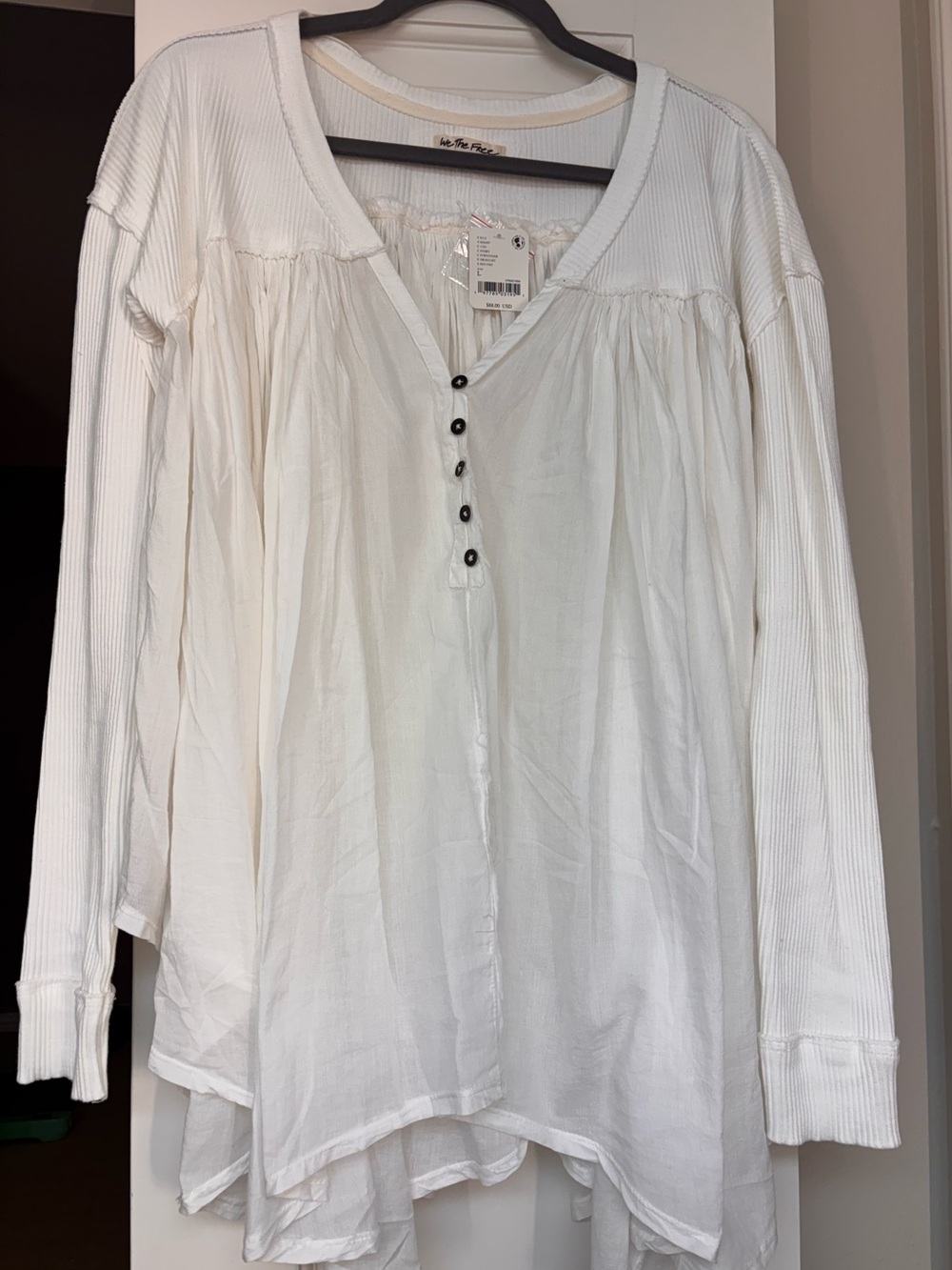 NWT Free People We The Free Lyrical Tunic Top Ivory Sz L